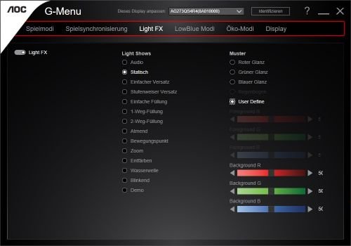 Light-FX-Einstelloptionen