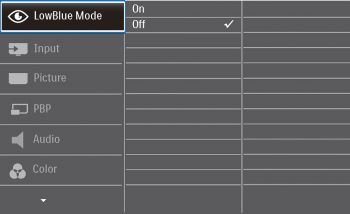 OSD: Low-Blue-Modus (Screenshot Handbuch Philips)