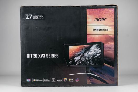 Farbenfroher, aber unhandlicher Motivkarton des Acer Nitro XV273KPbmiipphzx