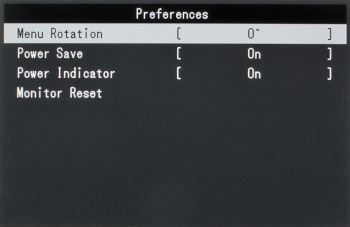 OSD-Menü Preferences