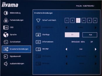 Menü für weitere Einstellungen im OSD