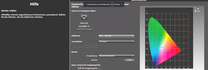 i1-Profiler-Software vor der Kalibrierung