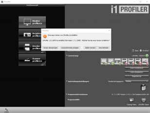 i1-Profiler-Software mit Update nach Installation