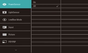 OSD: Power-Sensor (Screenshot Handbuch Philips)