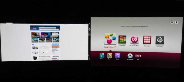 PbP: Windows-PC und Blu-ray-Player nebeneinander auf dem Monitor