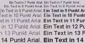 Textwiedergabe native Auflösung