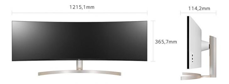 Abmessungen des Monitors (Abbildung: LG-Website)