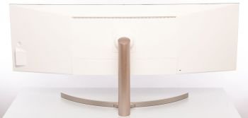 Ansicht des LG 49WL95C-W von hinten in der höchsten Stellung