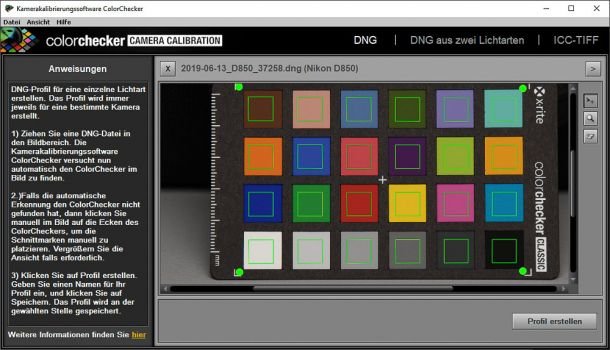 Standalone-Lösung „ColorChecker Camera Calibration“