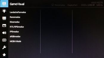 OSD: GameVisual: Auswahl der Bildmodi