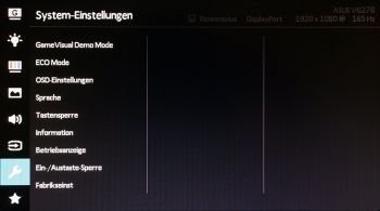 OSD: System-Einstellungen: alle sonstigen Optionen sind hier zu finden