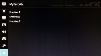 OSD: Speicherungsmöglichkeit von bis zu drei individuellen Anzeige-Settings
