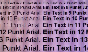 Testbild: Darstellung von Schrift bei nativer Auflösung
