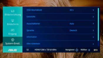 OSD: Systemeinstellungen