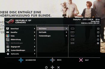 OSD-Einstellungsebene "Bildeinteilung"