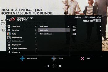 OSD-Einstellungsebene "Bildeinteilung Quellenzuweisung"