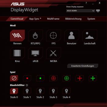 Das Monitor-Setup lässt sich auch über die Software „DisplayWidget“ verändern 