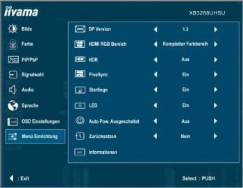 OSD: Allgemeine Einstellungen (Quelle: Handbuch)