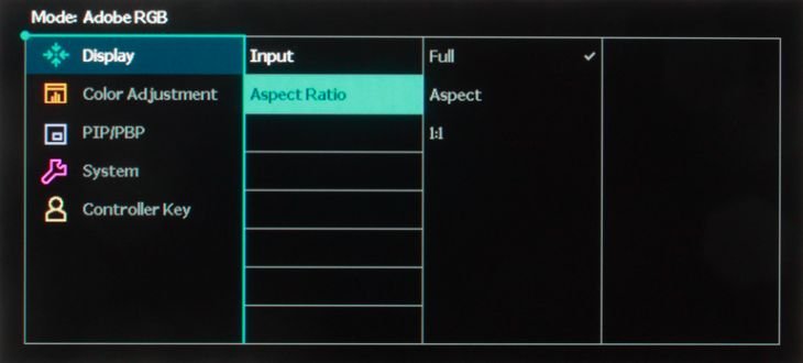 Skalierungsoptionen im OSD des BenQ SW270C
