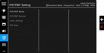 OSD: PiP-/PbP-Einstellungen (Screenshot Handbuch ASUS)