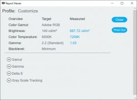 ASUS ProArt Calibration: Kalibrierungsergebnis laut Software (Screenshot Software ASUS)