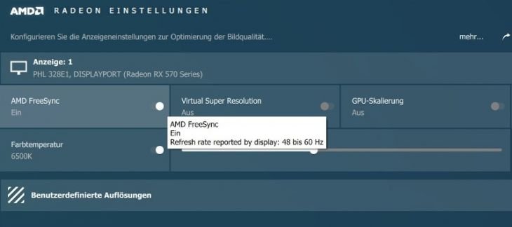 FreeSync-Bereich des Philips 328E1CA