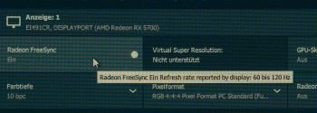 Wirkungsbereich von FreeSync „Extrem“ bei 120 Hz