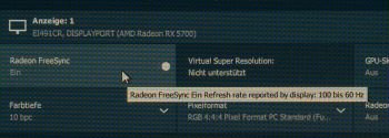 Wirkungsbereich von FreeSync „Normal“ bei 120 Hz
