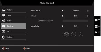 Einstellungsebenen „Gaming“ (Handbuch Acer Predator XN253Q)
