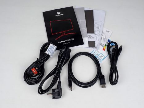 Des Zubehör des Acer Predator XN253QPbmiprzx kommt ohne HDMI-Kabel