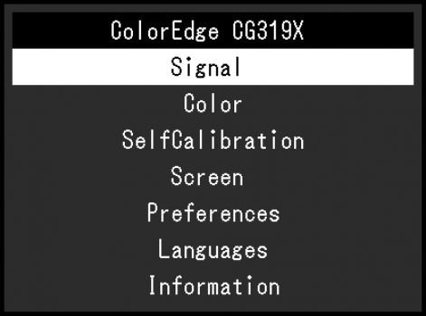 OSD: Hauptmenü (Screenshot: EIZO-Handbuch)