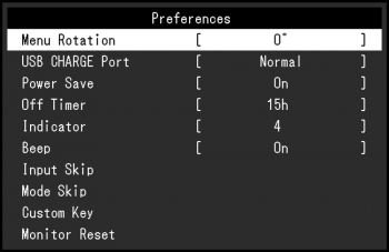 OSD: Systemeinstellungen (Screenshot: EIZO-Handbuch)