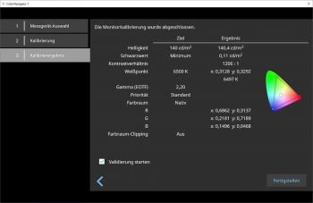 CN V7: Ergebnis und optionaler Start der Validierung (Screenshot)