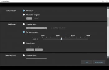 CN V7: Schwarzwert, Weißpunkt (Screenshot)