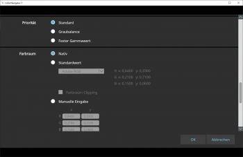 CN V7: Graubalance und Farbraum (Screenshot)