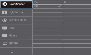 OSD: Power-Sensor (Screenshot Handbuch Philips)