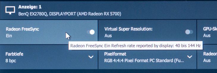 Großer FreeSync-Bereich von 40 bis 144 Hz