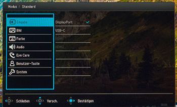 OSD-Hauptmenü des BenQ EX2780Q