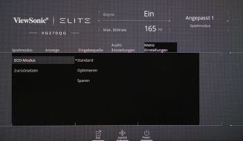OSD: Eco-Modus: Reduzierung der Helligkeit auf 75 ("Optimieren") und 50 % ("Sparen")