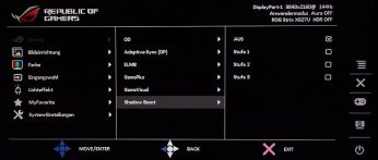 OSD Shadow Boost: Verstärkung der Schwarzstufendarstellung