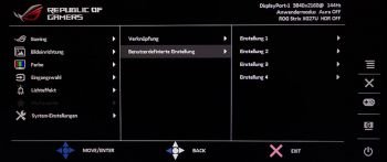 OSD MyFavorite: Bis zu vier Bild- und Game-Presets sind möglich