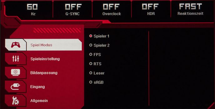 Aufgeräumtes und modernes OSD-Menü