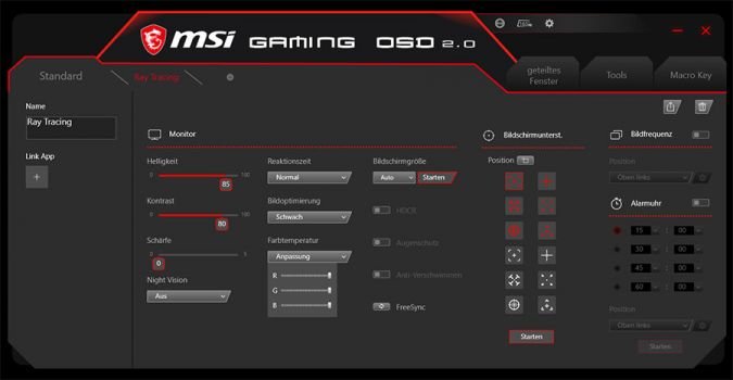 Die Anwendung "MSI Gaming OSD" verfügt über ein enormes Leistungsspektrum
