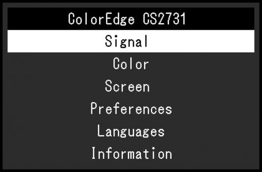 OSD: Hauptmenü (Screenshot: EIZO-Handbuch)