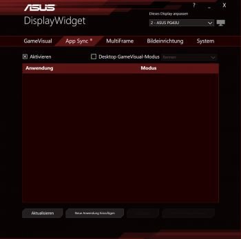 Makromenü von ASUS DisplayWidget