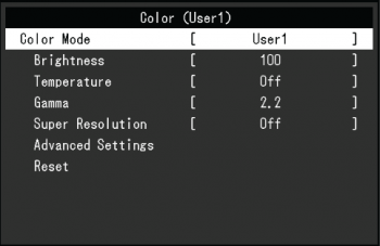 OSD: Color (Screenshot: Handbuch)