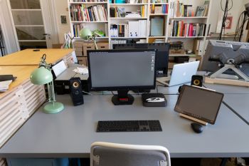 Ansicht von Erics ursprünglichem Arbeitsplatz