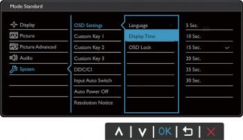 OSD: Systemeinstellungen (Screenshot: BenQ-Handbuch)