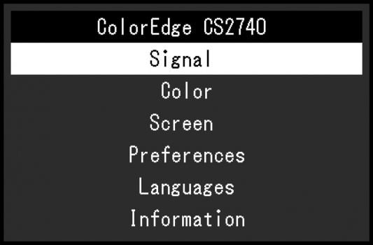 OSD: Hauptmenü (Screenshot: EIZO-Handbuch)