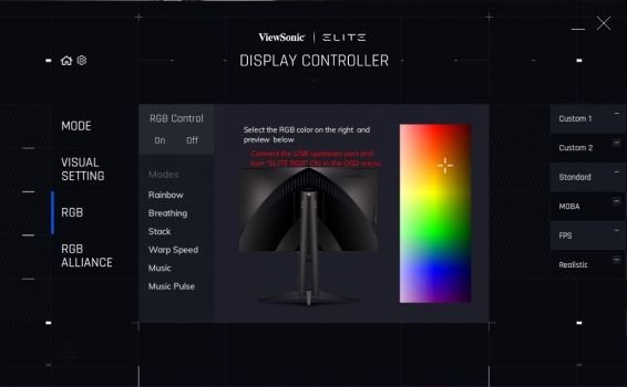Elite RGB: Einstelloptionen